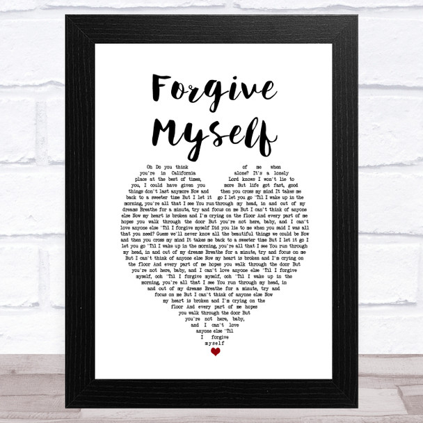 Sam Smith Forgive Myself White Heart Song Lyric Art Print