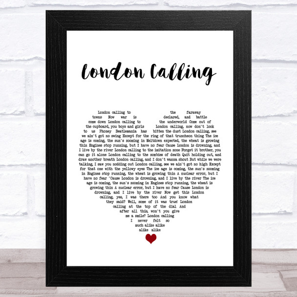 The Clash London Calling White Heart Song Lyric Art Print