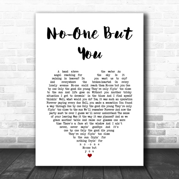 Queen No-One But You White Heart Song Lyric Art Print