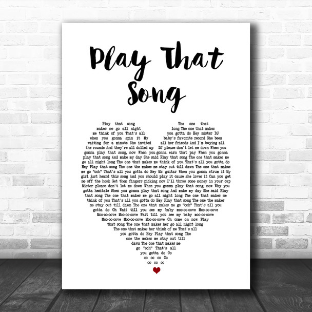 Train Play That Song White Heart Song Lyric Art Print