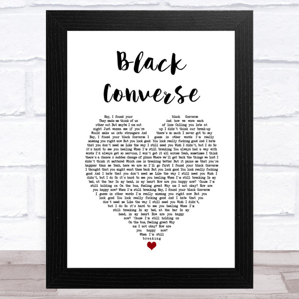 LOVA Black Converse White Heart Song Lyric Art Print