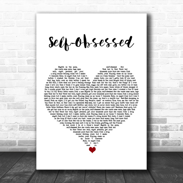 Da Beatfreakz feat. Krept & Konan, D-Block Europe, Deno Self-Obsessed White Heart Song Lyric Art Print