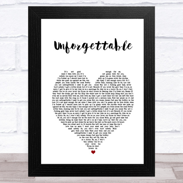 French Montana feat. Swae Lee Unforgettable White Heart Song Lyric Art Print