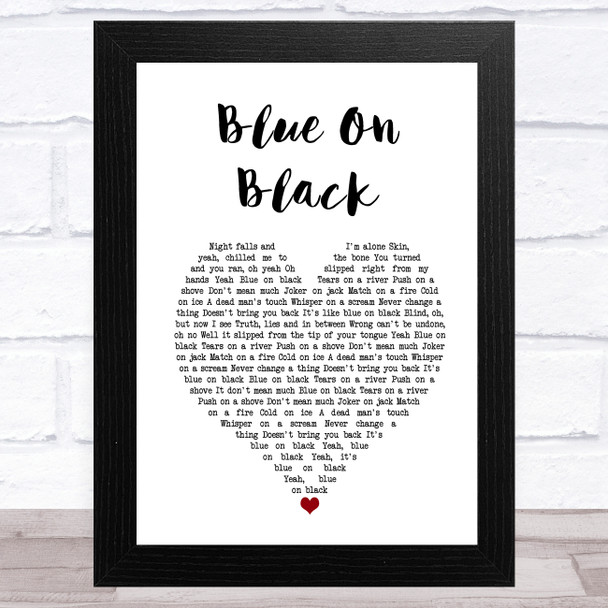 Five Finger Death Punch Blue On Black White Heart Song Lyric Art Print