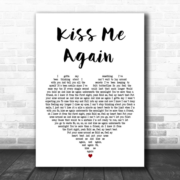 We Are The In Crowd Kiss Me Again White Heart Song Lyric Art Print