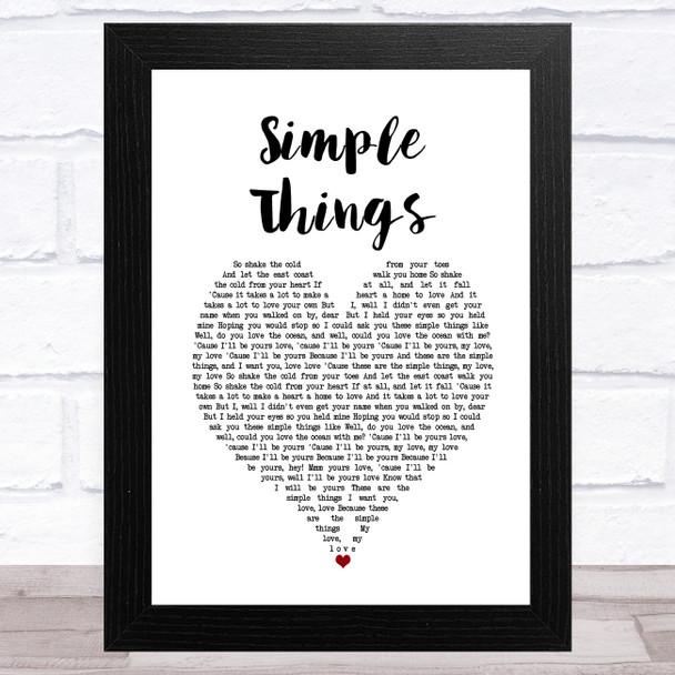 Ziggy Albert's Simple Things White Heart Song Lyric Art Print