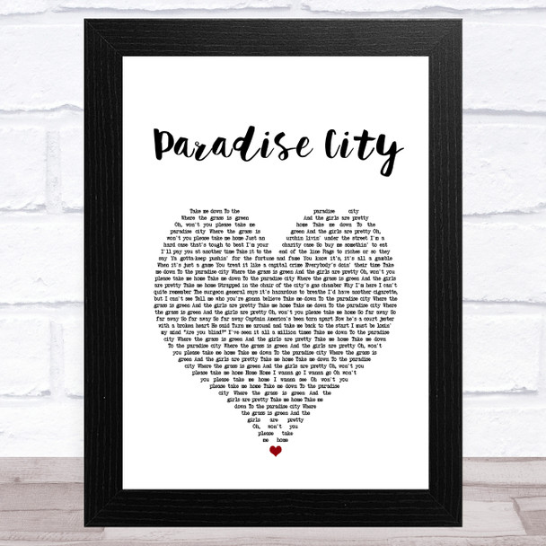 Guns N' Roses Paradise City White Heart Song Lyric Art Print