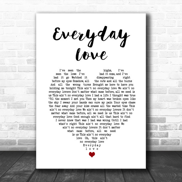 Grace Potter Everyday Love White Heart Song Lyric Art Print