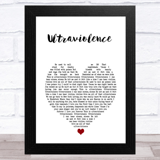 Lana Del Rey Ultraviolence White Heart Song Lyric Art Print