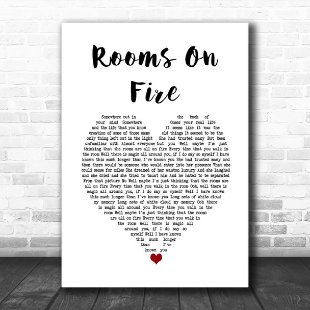 Stevie Nicks Rooms On Fire White Heart Song Lyric Art Print