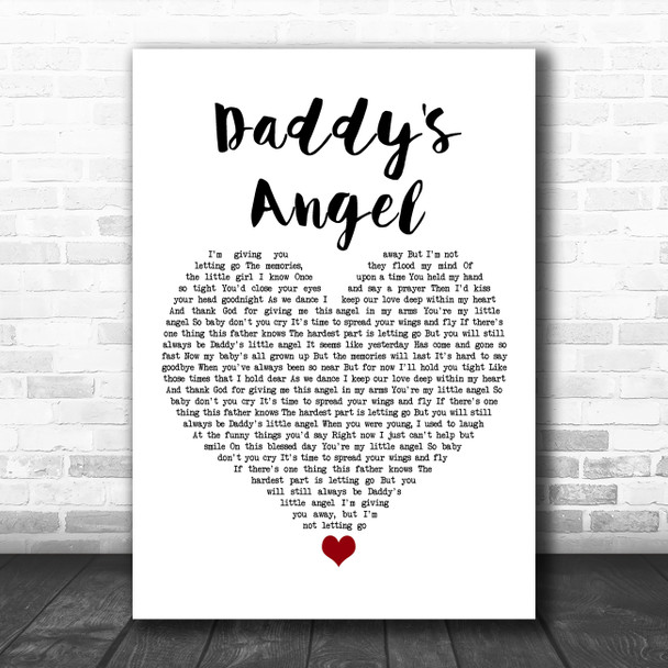 Tony Carter Daddy's Angel White Heart Song Lyric Art Print