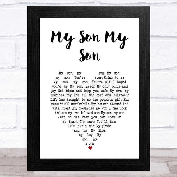 Vera Lynn My Son My Son White Heart Song Lyric Art Print