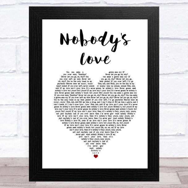 Maroon 5 Nobody's Love White Heart Song Lyric Art Print