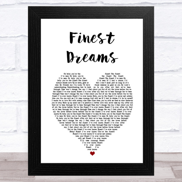 Kalis Finest Dreams White Heart Song Lyric Art Print