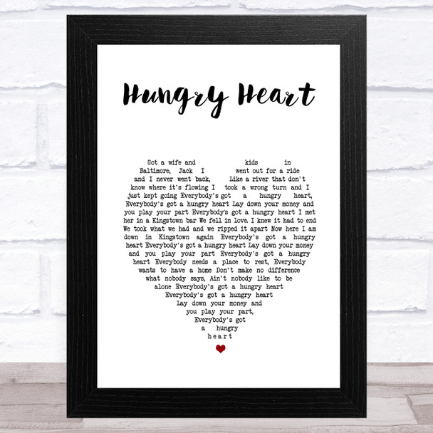 Bruce Springsteen Hungry Heart White Heart Song Lyric Art Print