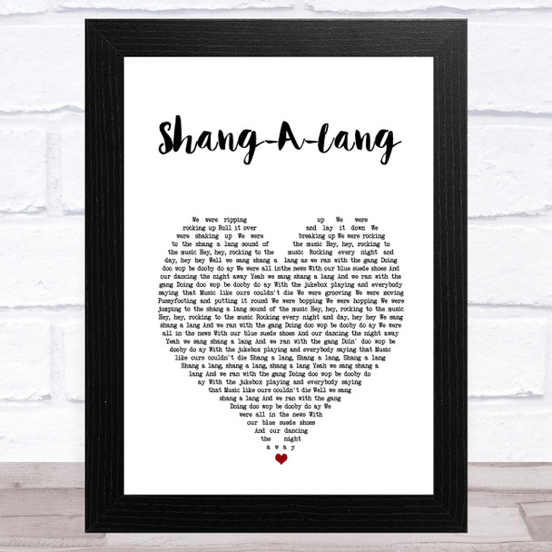 Bay City Rollers Shang-A-Lang White Heart Song Lyric Art Print