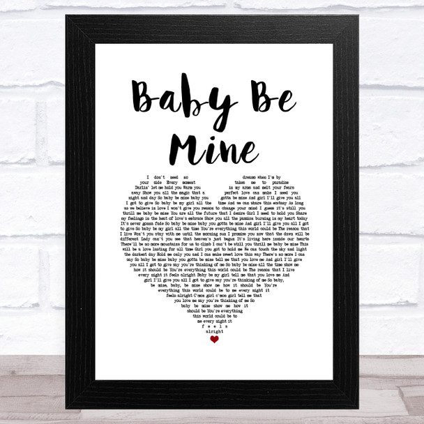 Michael Jackson Baby Be Mine White Heart Song Lyric Art Print