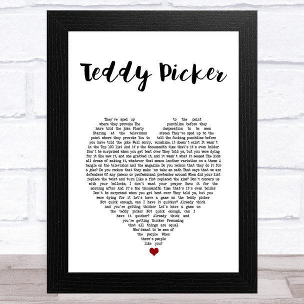 Arctic Monkeys Teddy Picker White Heart Song Lyric Art Print