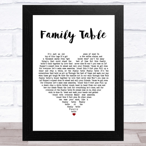 Zac Brown Band Family Table White Heart Song Lyric Art Print