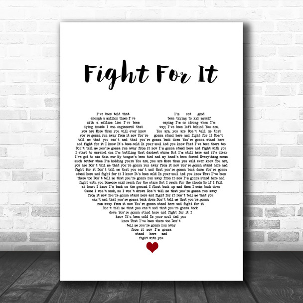 Lucy Spraggan Fight For It White Heart Song Lyric Art Print