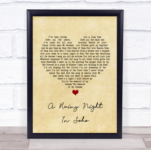 The Pogues A Rainy Night In Soho Vintage Heart Song Lyric Music Wall Art Print