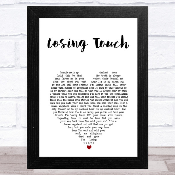 The Killers Losing Touch White Heart Song Lyric Art Print