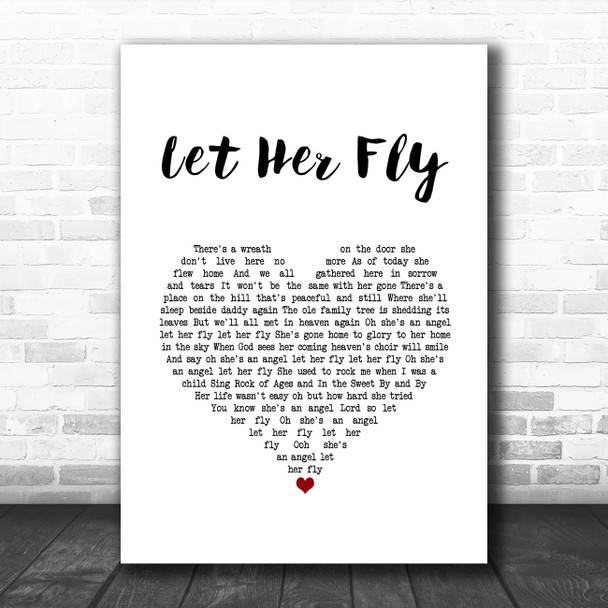 Loretta Lynn, Dolly Parton & Tammy Wynette Let Her Fly White Heart Song Lyric Art Print