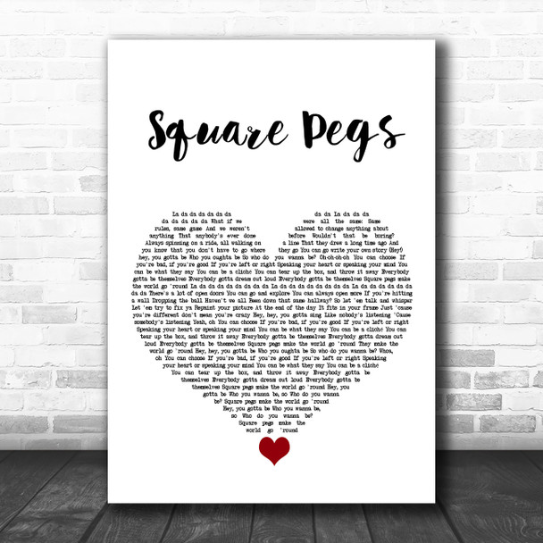 Kelsea Ballerini Square Pegs White Heart Song Lyric Art Print