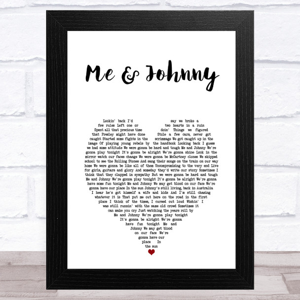 Rick Springfield Me & Johnny White Heart Song Lyric Art Print