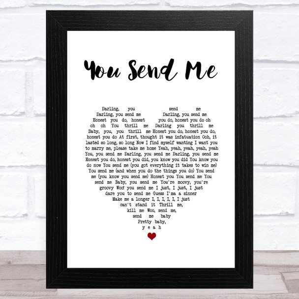 Aretha Franklin You Send Me White Heart Song Lyric Art Print