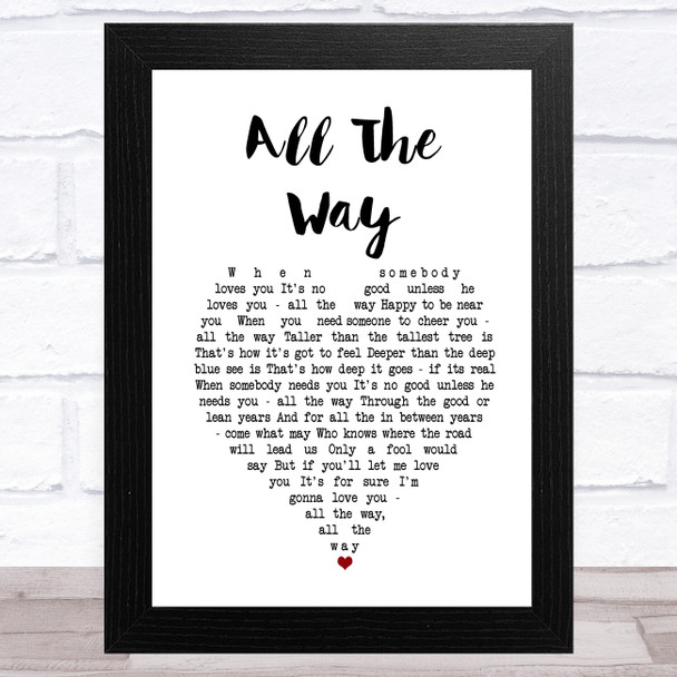 Billie Holiday All The Way White Heart Song Lyric Art Print