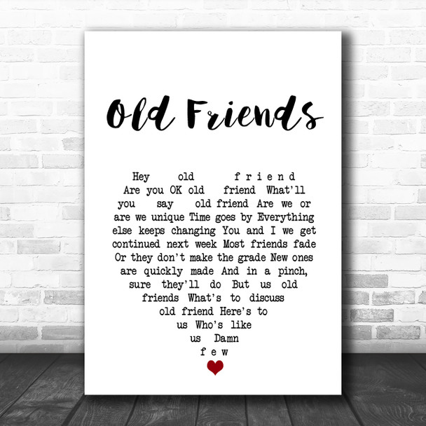 Barry Manilow Old Friends White Heart Song Lyric Art Print