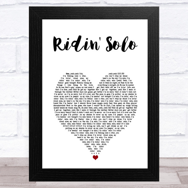 Jason Derulo Ridin' Solo White Heart Song Lyric Art Print