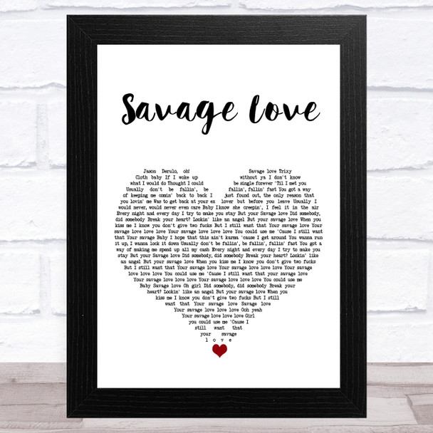 Jason Derulo Savage Love White Heart Song Lyric Art Print