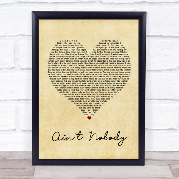 Chaka Khan Ain't Nobody Vintage Heart Song Lyric Music Wall Art Print