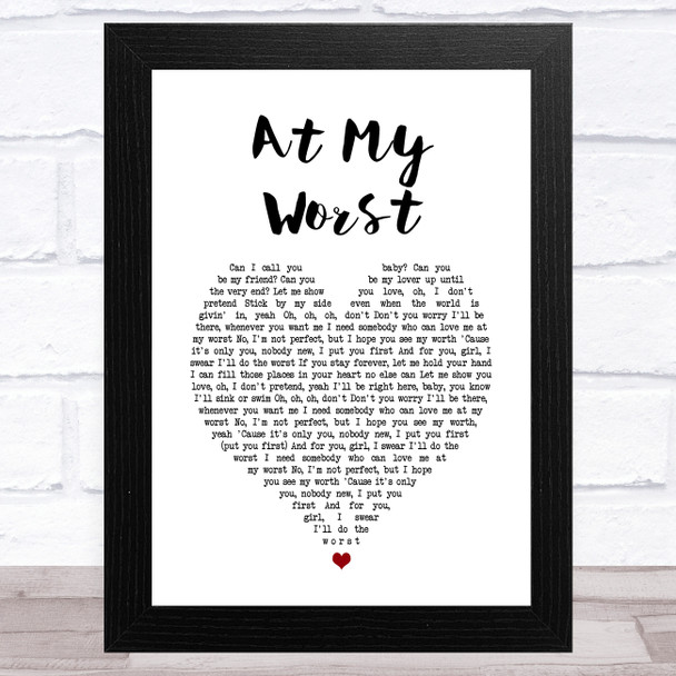 Pink Sweats At My Worst White Heart Song Lyric Art Print