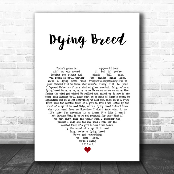 The Killers Dying Breed White Heart Song Lyric Art Print