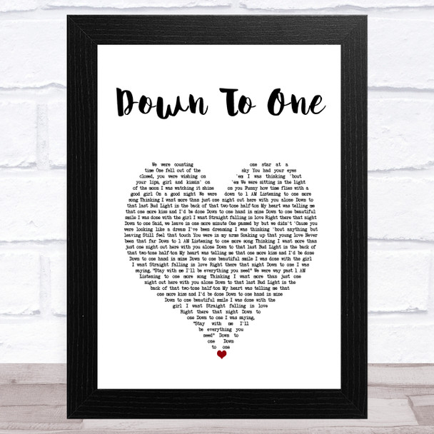 Luke Bryan Down To One White Heart Song Lyric Art Print