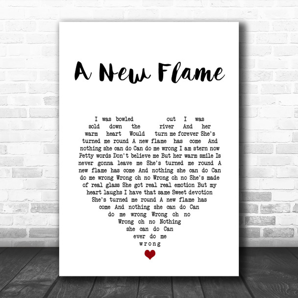 Simply Red A New Flame White Heart Song Lyric Art Print
