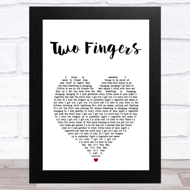 Jake Bugg Two Fingers White Heart Song Lyric Art Print