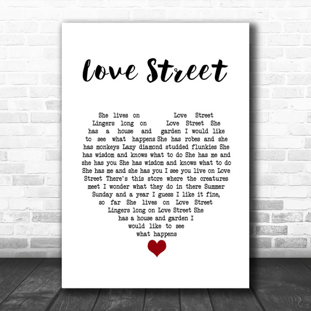 The Doors Love Street White Heart Song Lyric Art Print