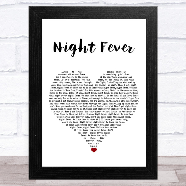 Bee Gees Night Fever White Heart Song Lyric Art Print