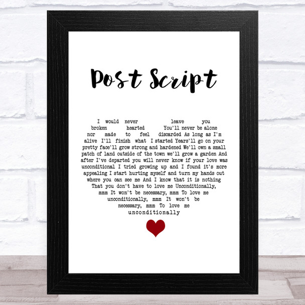 Typhoon Post Script White Heart Song Lyric Art Print