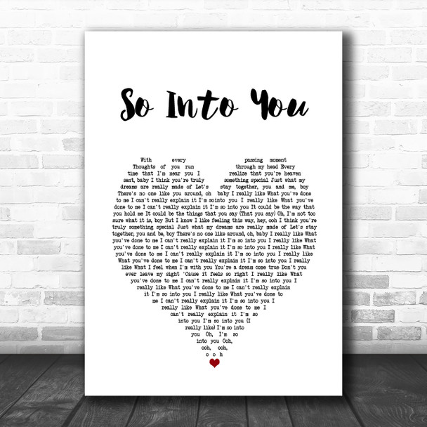 Tamia So Into You White Heart Song Lyric Art Print