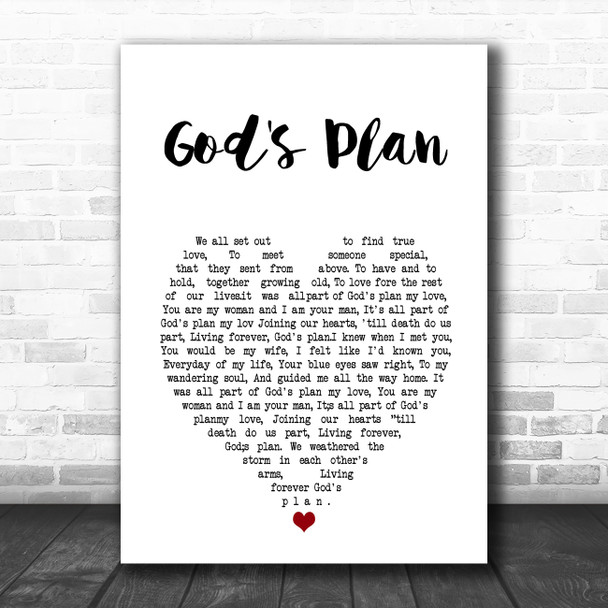 Daniel O'Donnell God's Plan White Heart Song Lyric Art Print