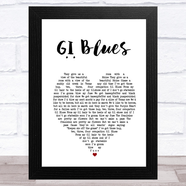 Elvis Presley G.I. Blues White Heart Song Lyric Art Print