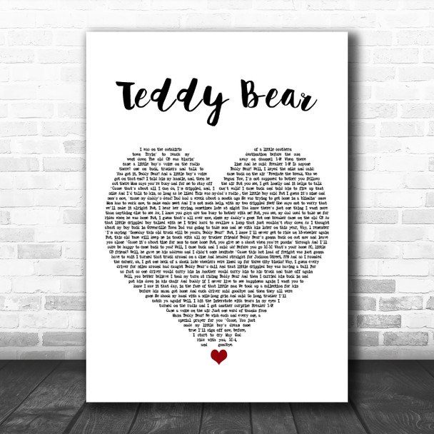 Red Sovine Teddy Bear White Heart Song Lyric Art Print
