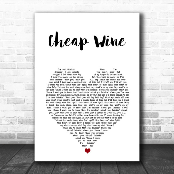 The Vamps Cheap Wine White Heart Song Lyric Art Print