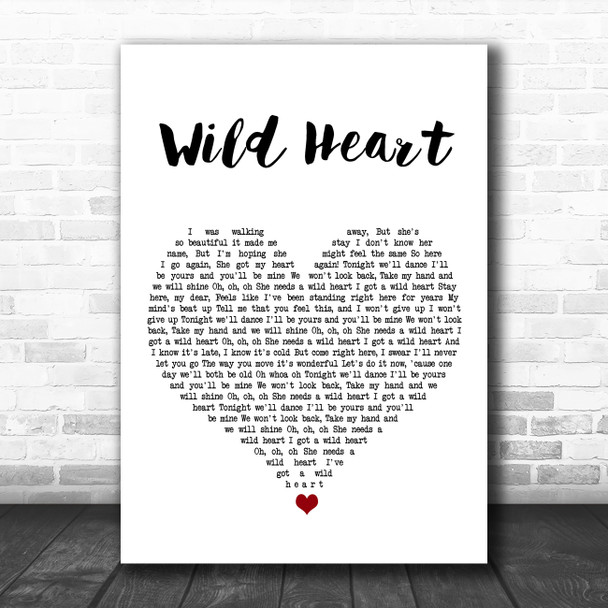 The Vamps Wild Heart White Heart Song Lyric Art Print