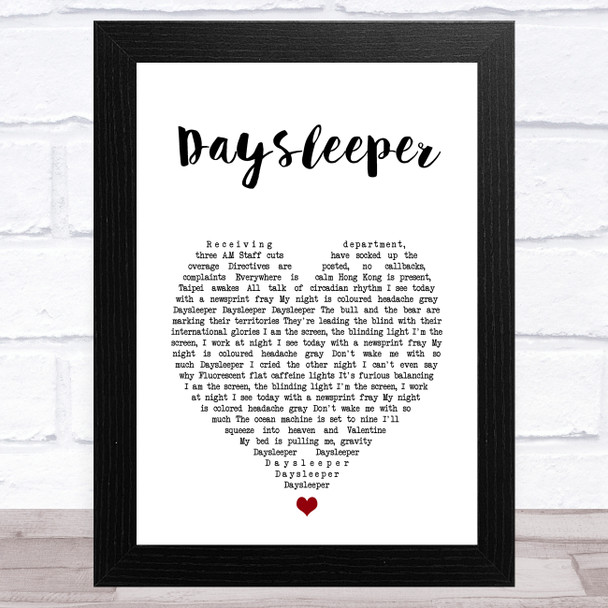 R.E.M. Daysleeper White Heart Song Lyric Art Print